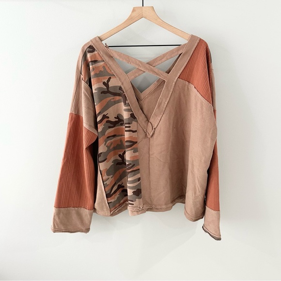 POL Multi Pattern Boho Tunic Tan & Orange Size Small - Picture 5 of 5